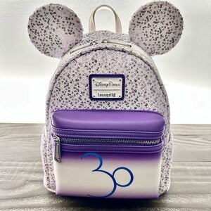Loungefly Disneyland Paris 30th Anniversary Sequin Mini Backpack RARE
